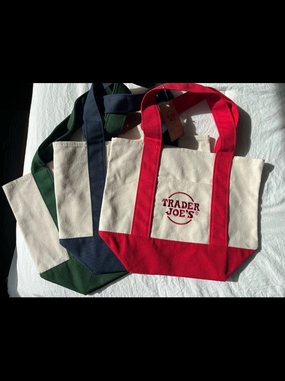 Trader Joe's original Mini Canvas Tote Bags Set of 3